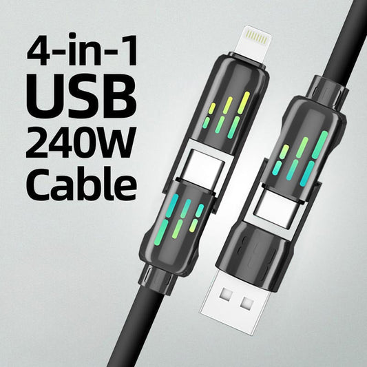 Braided multi charging cable charging several devices at once