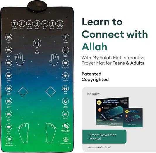Interactive Salah mat showing 25 touch keys control panel