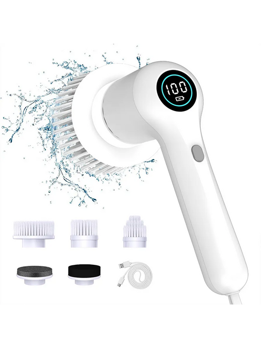 PureSpin cordless electric spin scrubber with LED display for bathroom and kitchen cleaning