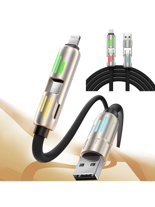 4-in-1 multi USB charging cable with USB-C, Lightning and Micro-USB connectors