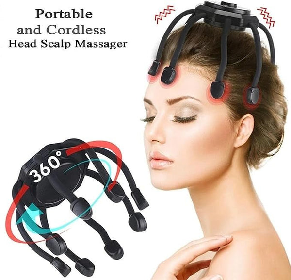 360° Electric Head Massager — Wireless Scalp Massager with 3 Massage Modes