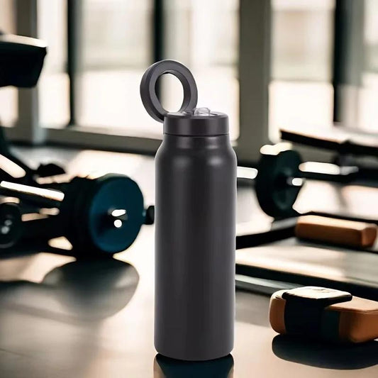 ByoulTech insulated stainless steel smart water bottle with built-in phone holder