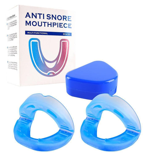 Reusable anti-snore sleep aid shown with storage case