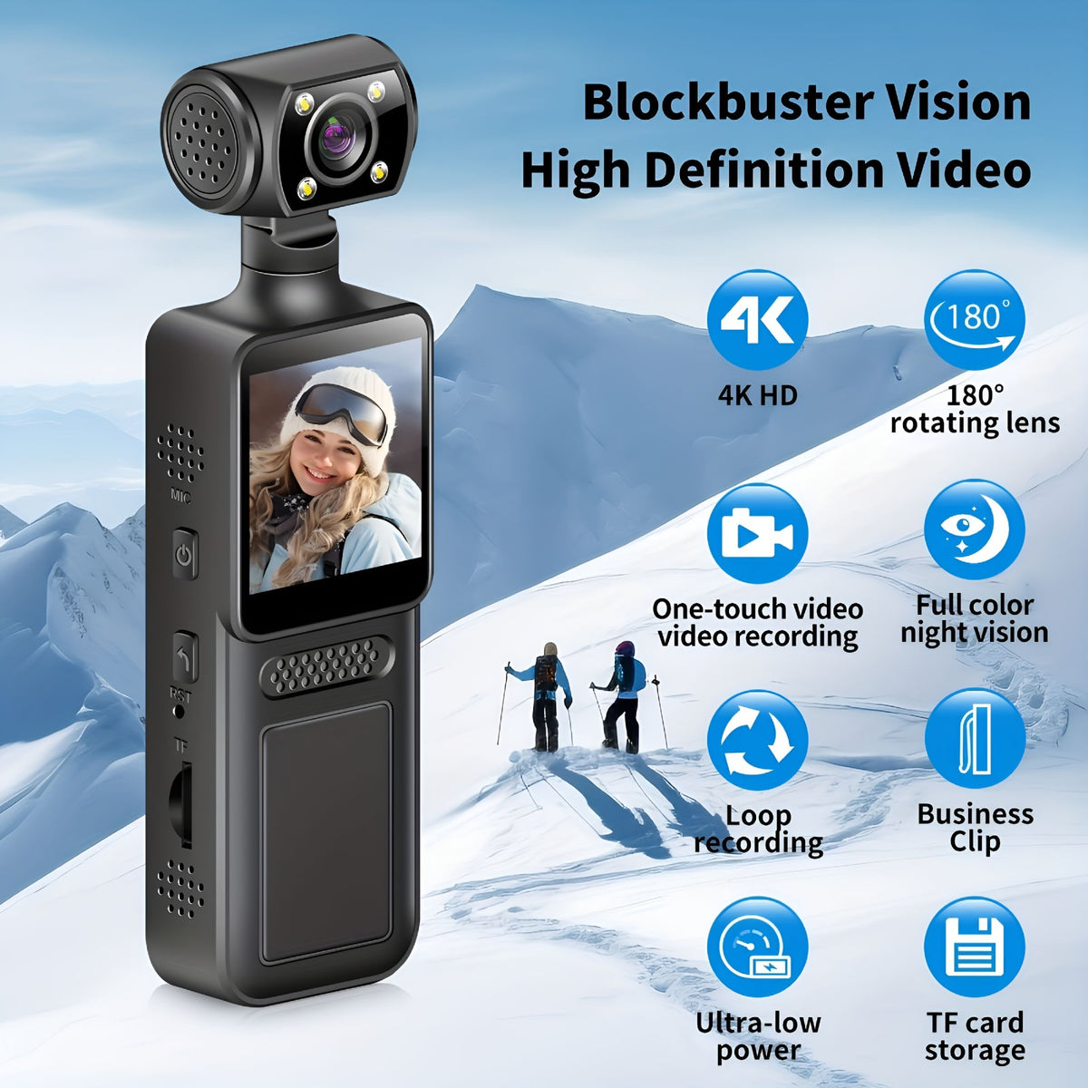 3-axis gimbal stabilizer with mini HD camera for smooth video