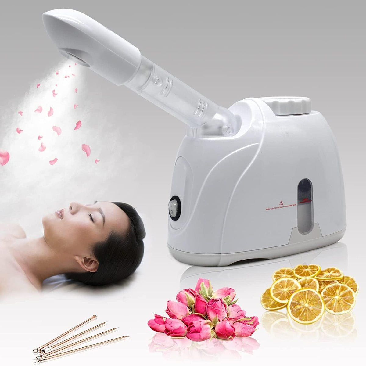 Facial steamer water tank and control detail