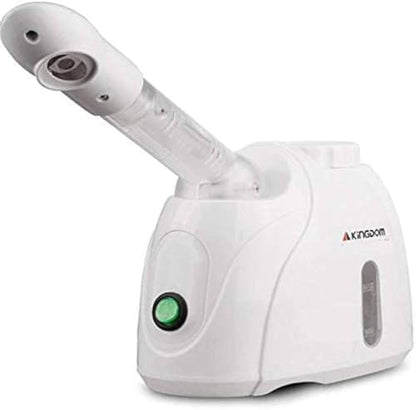 White home facial steamer on a bathroom counter