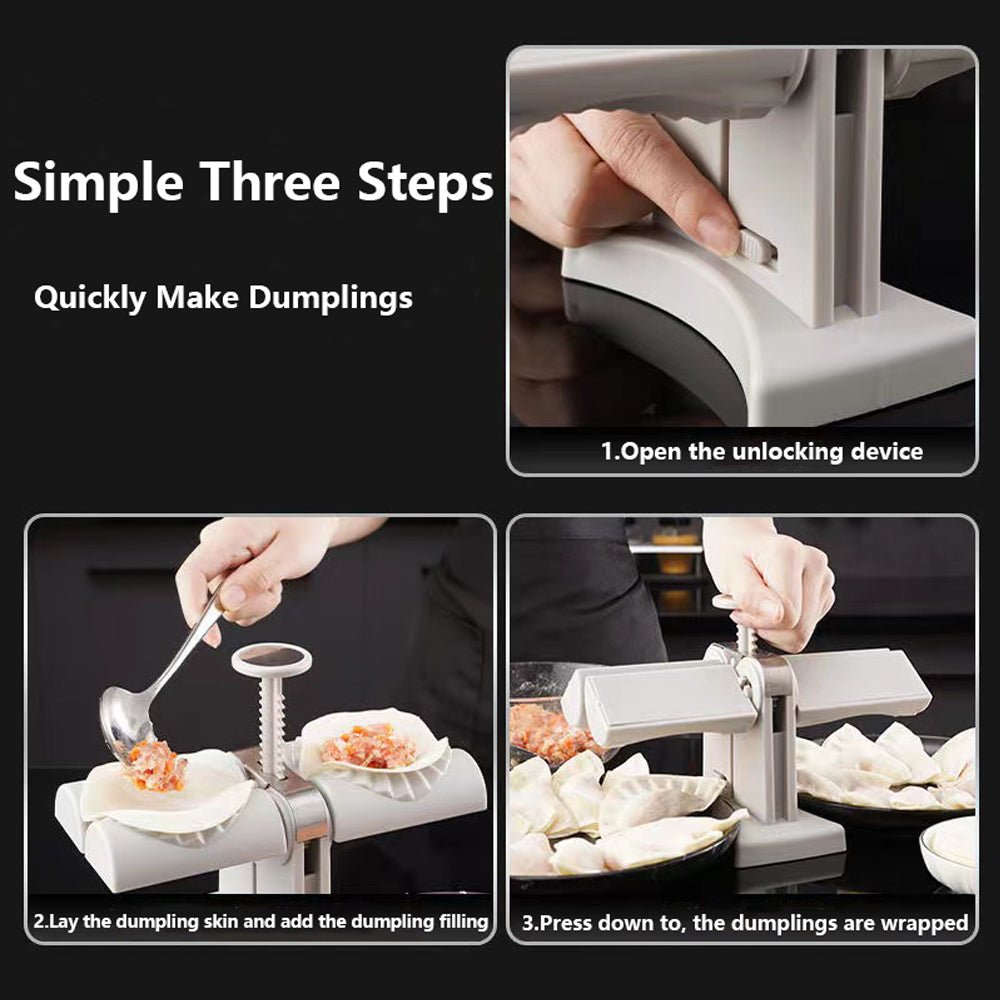 Dumpling wrapper and filling placed in the mould before pressing