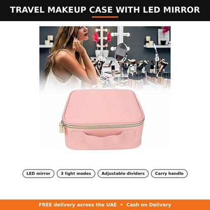Travel makeup case with LED mirror by Zarham Choice UAE