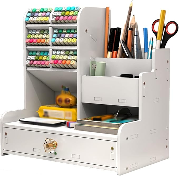 Desktop storage box organizer used on a dressing table