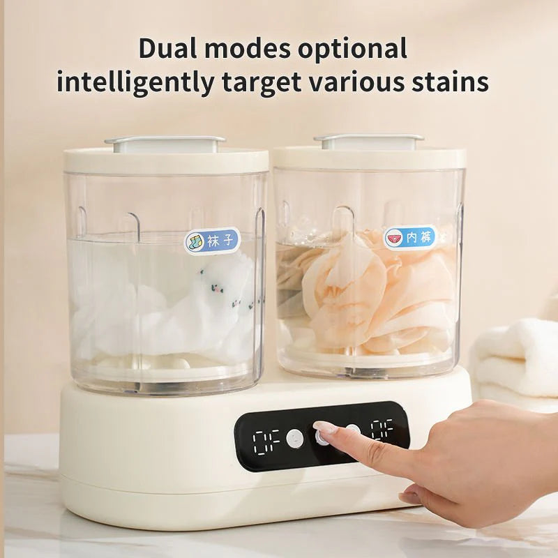 Double-Bucket Mini Washing Machine – Portable Dual Washing System (1.5L)