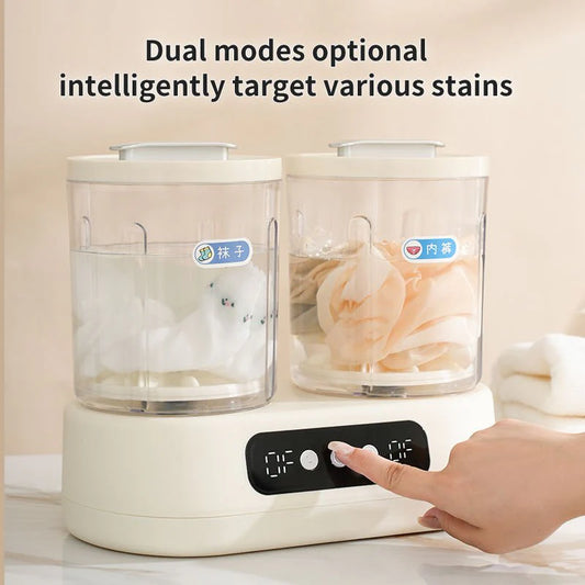 Double-Bucket Mini Washing Machine – Portable Dual Washing System (1.5L)
