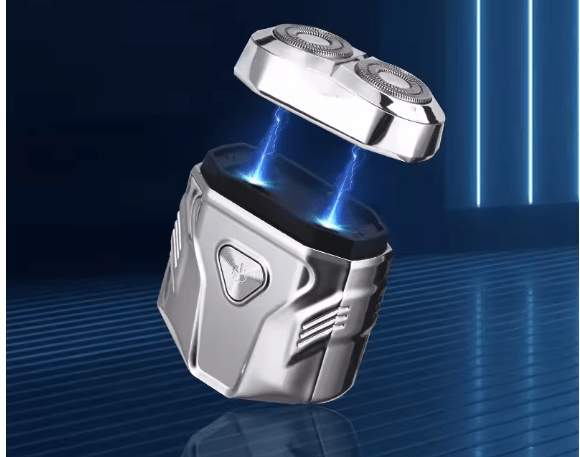 Dual rotary blade heads on the waterproof electric shaver