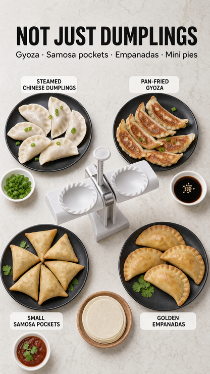 Not just dumplings — also gyoza, samosa pockets, empanadas and mini pies