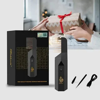 Hair bakhoor comb fragrance chamber shown open for loading oud