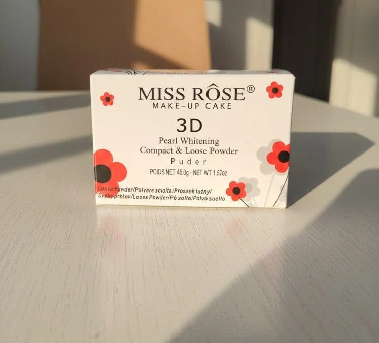Miss Rose 3D Pearl Whitening Compact & Loose Powder – 45g