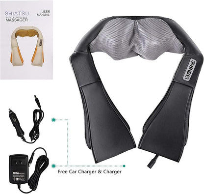 Neck massager control buttons and ergonomic shape