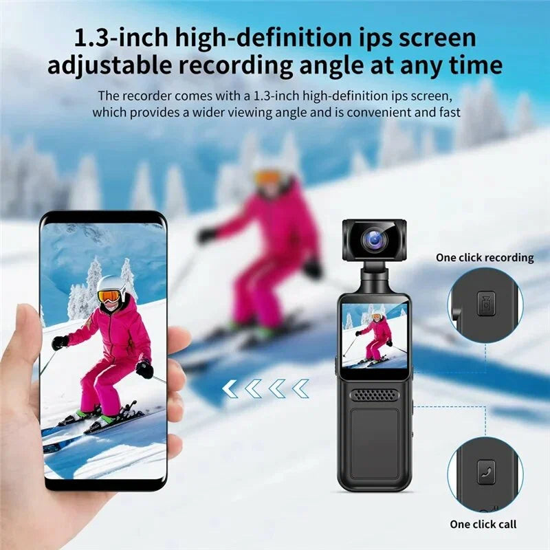 Mini HD camera mounted on 3-axis gimbal stabilizer