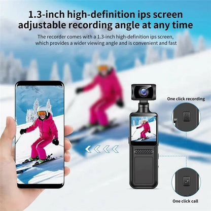 Mini HD camera mounted on 3-axis gimbal stabilizer