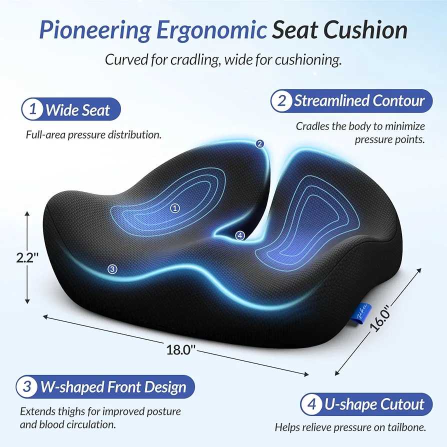 Office worker seated comfortably with ergonomic seat cushion