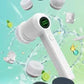 Hand holding PureSpin scrubber cleaning kitchen sink