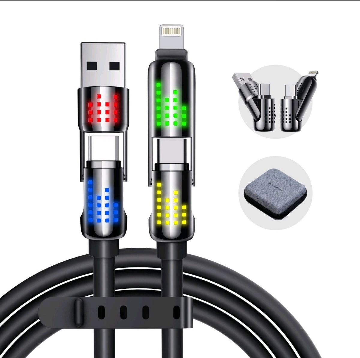 Tangle-free multi USB charging cable for home, car and travel