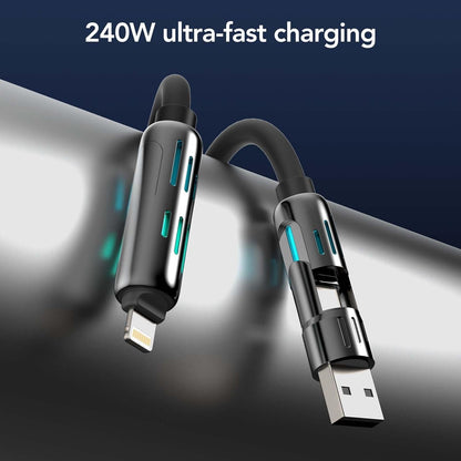 Durable nylon-braided universal charging cable close-up