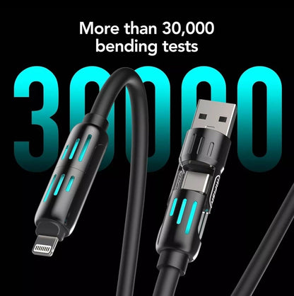 4-in-1 USB cable connectors compatible with phones and tablets