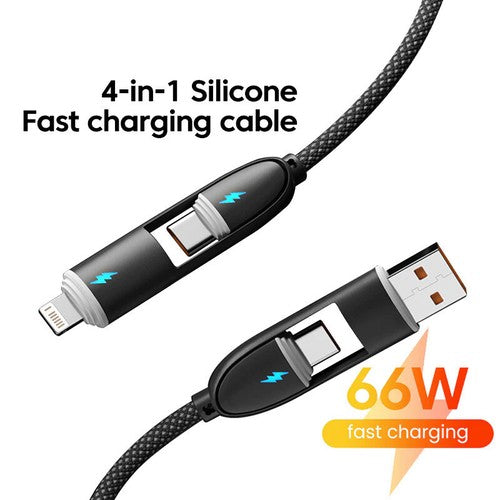 Fast charging 4-in-1 USB cable for iPhone and Android