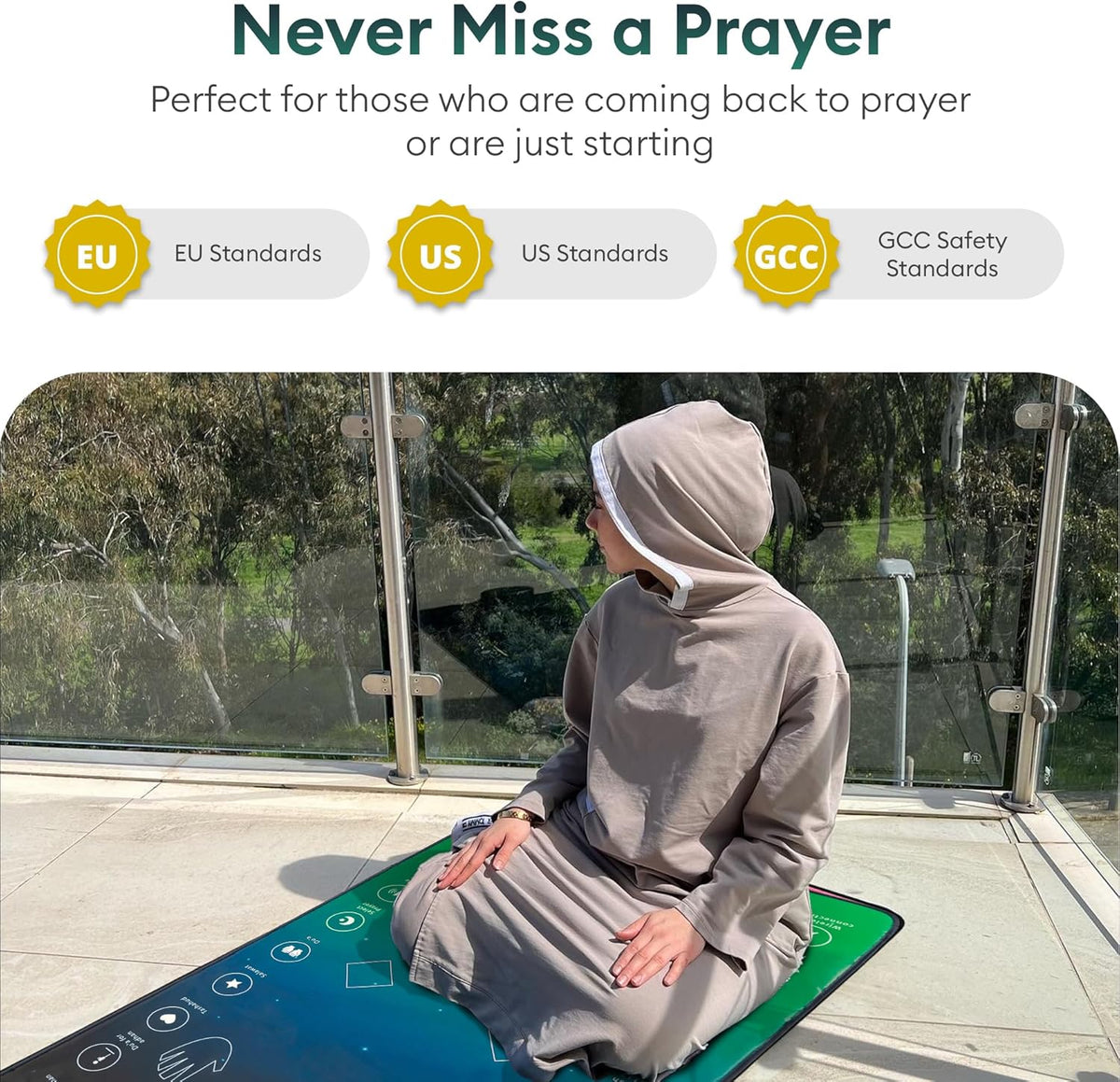 Audio guided prayer mat for learning Salah step by step