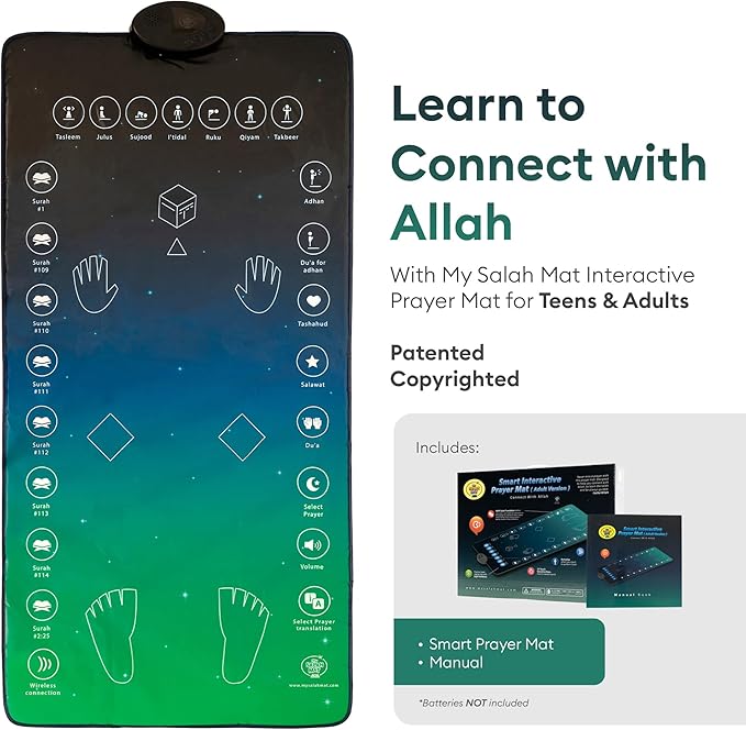 Interactive Salah mat showing 25 touch keys control panel