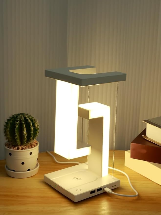 Tensegrity floating LED desk lamp with wireless charger UAE