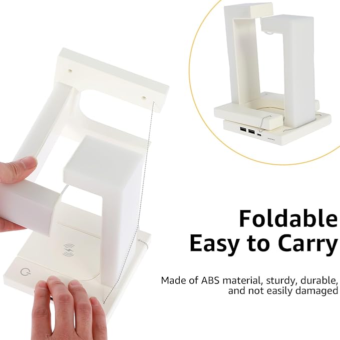 Phone charging wirelessly on the desk lamp base